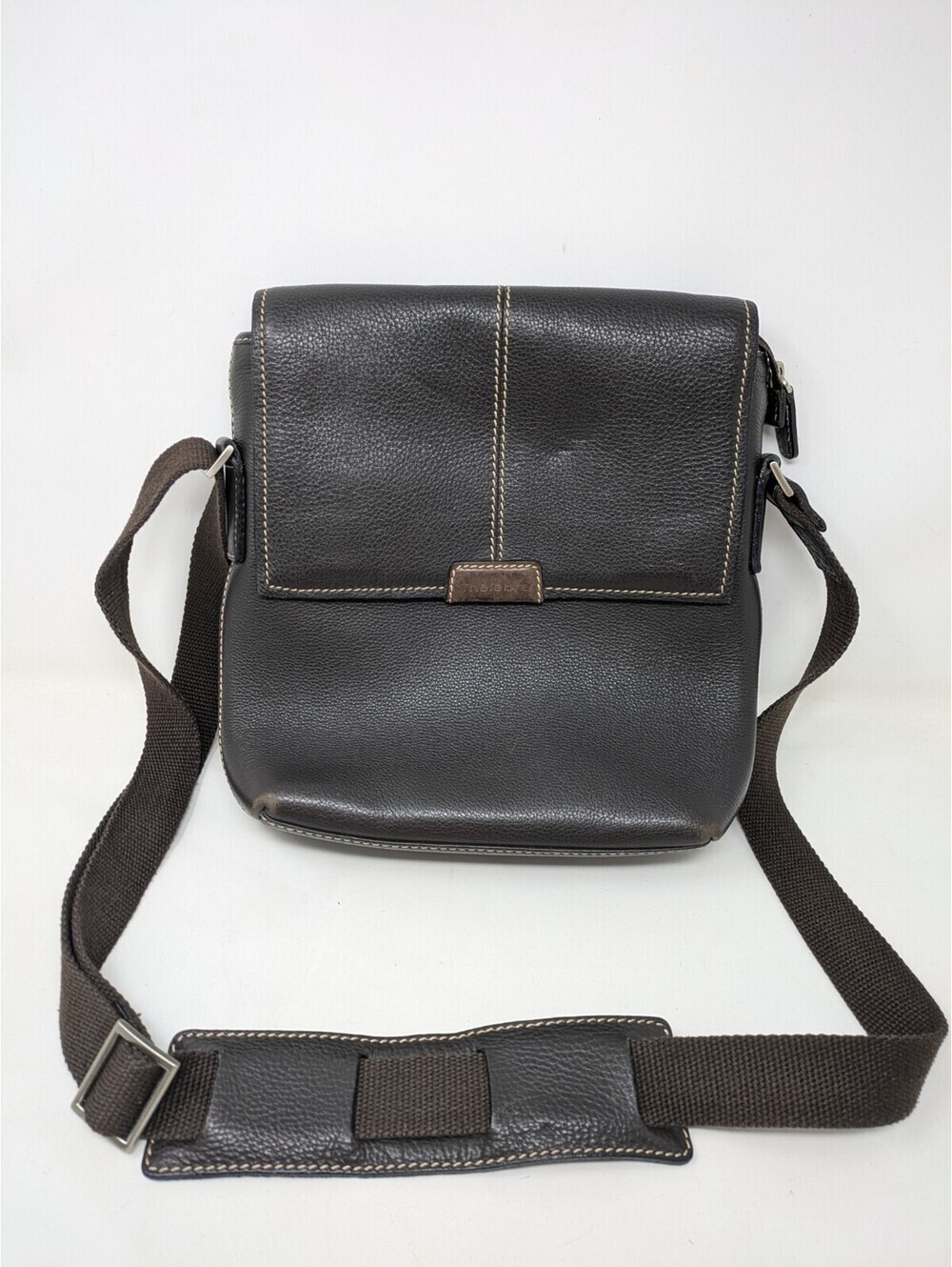 Thelebre Brown Leather Messenger/Shoulder Bag/Purse-Authentic